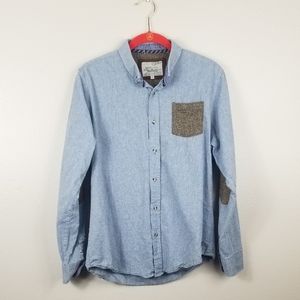 Brave Soul Blue Elbow Patches Long Sleeve Top